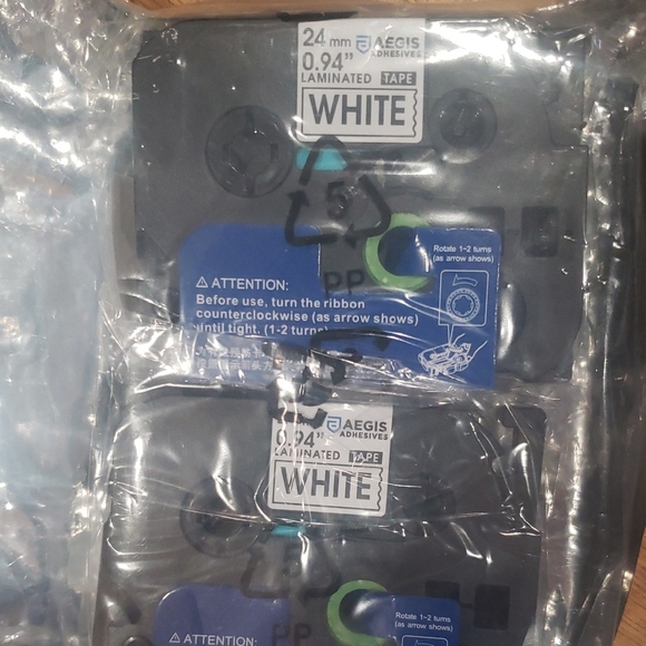 Aegis Adhesives White Label Maker Tape 24mm (94" inch) laminated 2 pack nwot - Picture 1 of 3